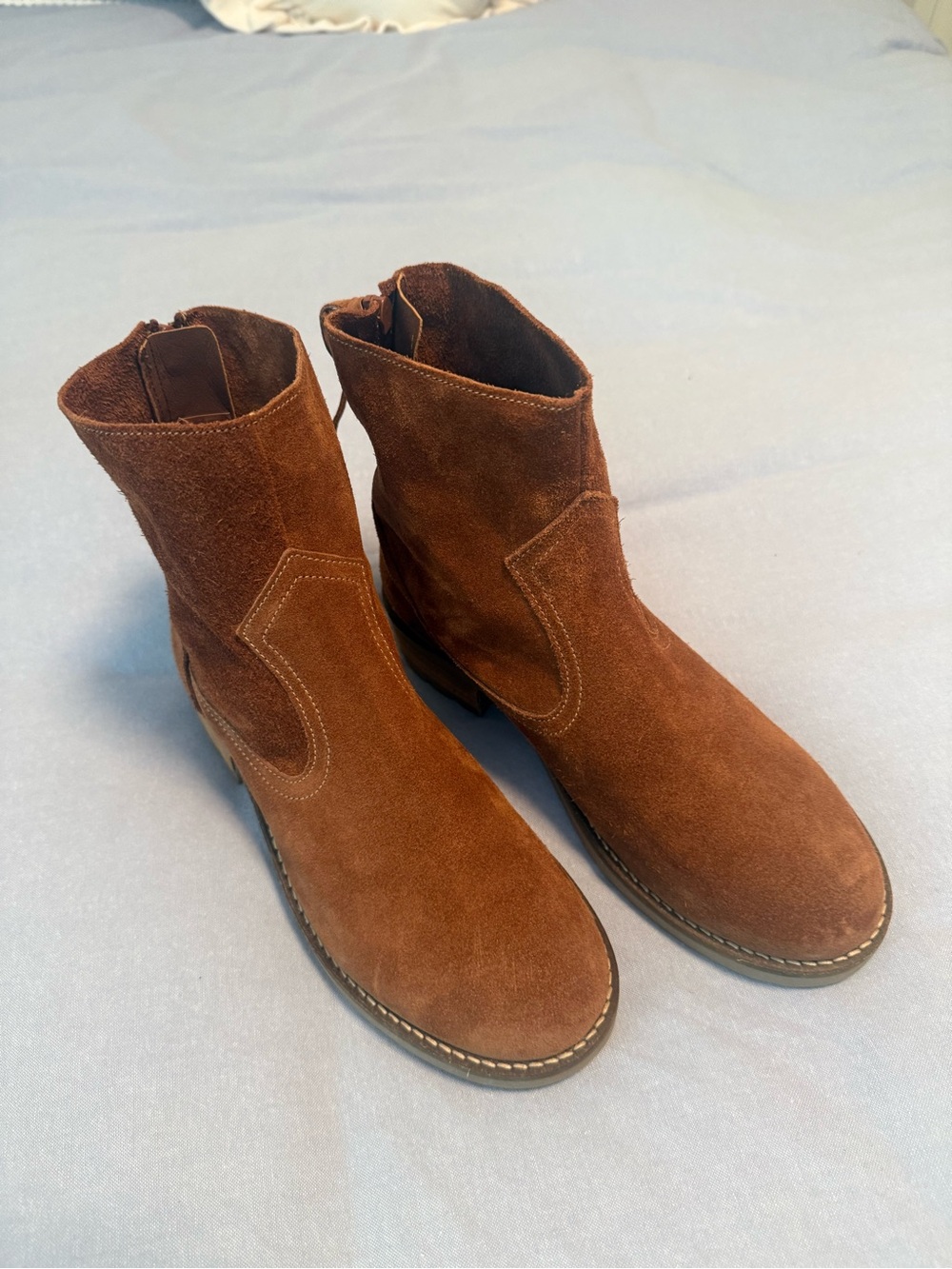 Women’s Suede Brown Mid-Calf Heeled Boots Antonio de Faria boots